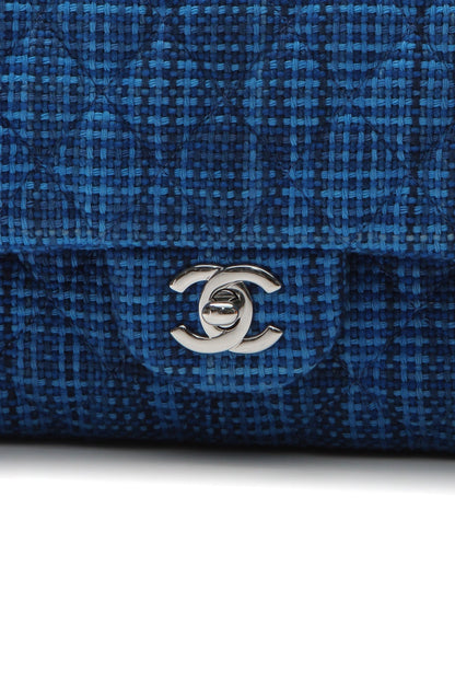 Tweed Classic Medium Double Flap Bag - Blue - image 6