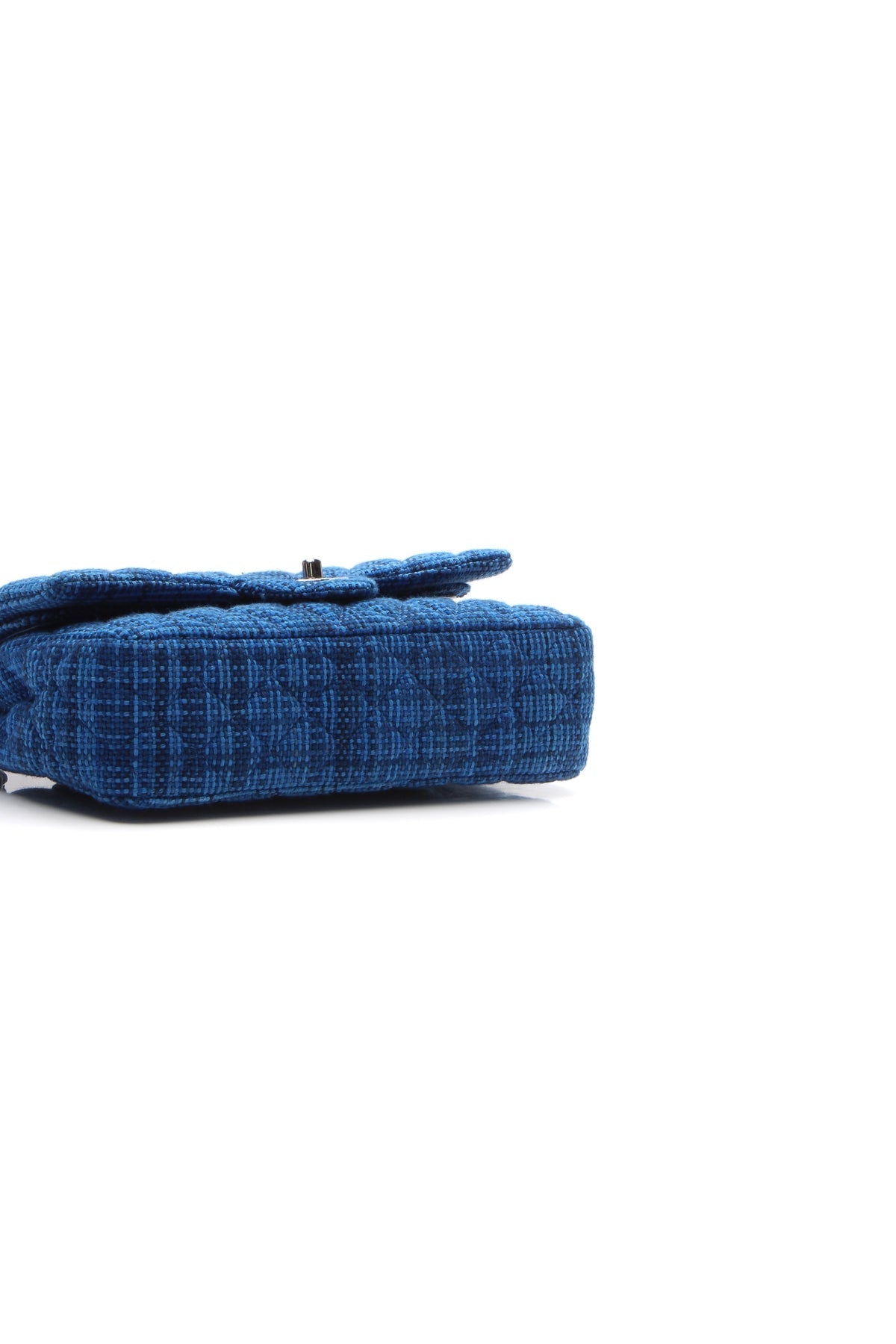 Tweed Classic Medium Double Flap Bag - Blue - image 4