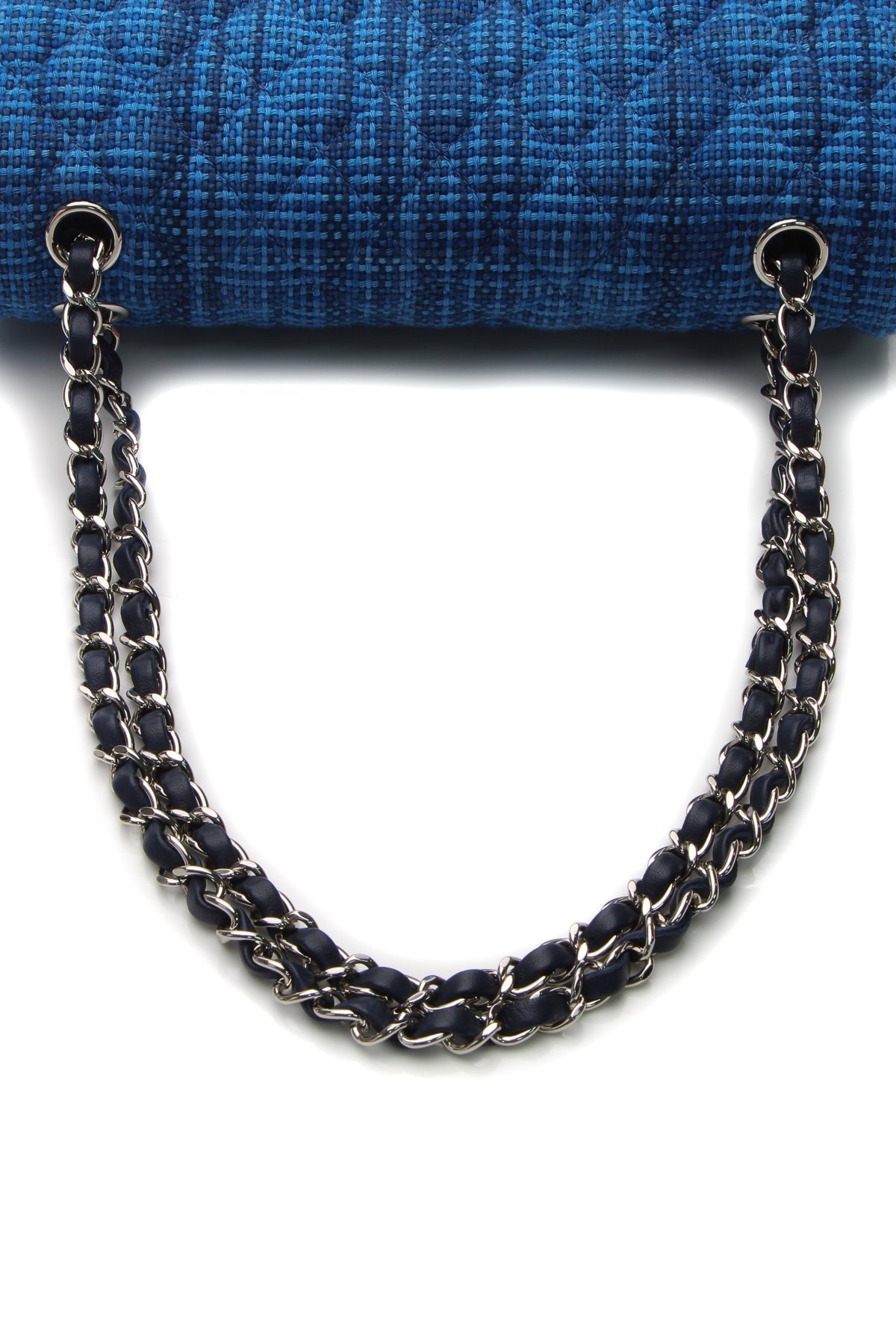 Tweed Classic Medium Double Flap Bag - Blue - image 5