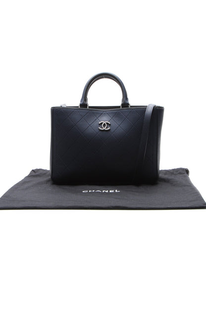 Bi-Color Medium Shopping Bag - Navy/Black - image 11