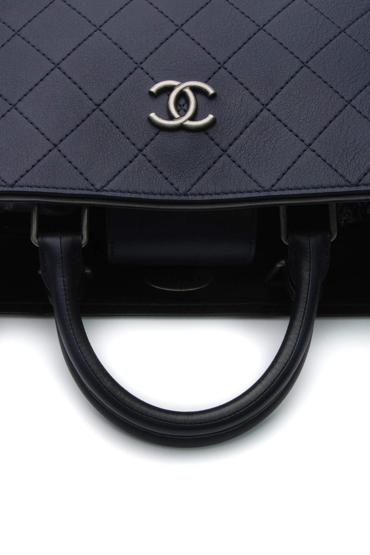 Bi-Color Medium Shopping Bag - Navy/Black - image 8