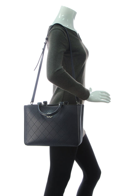 Bi-Color Medium Shopping Bag - Navy/Black - image 2