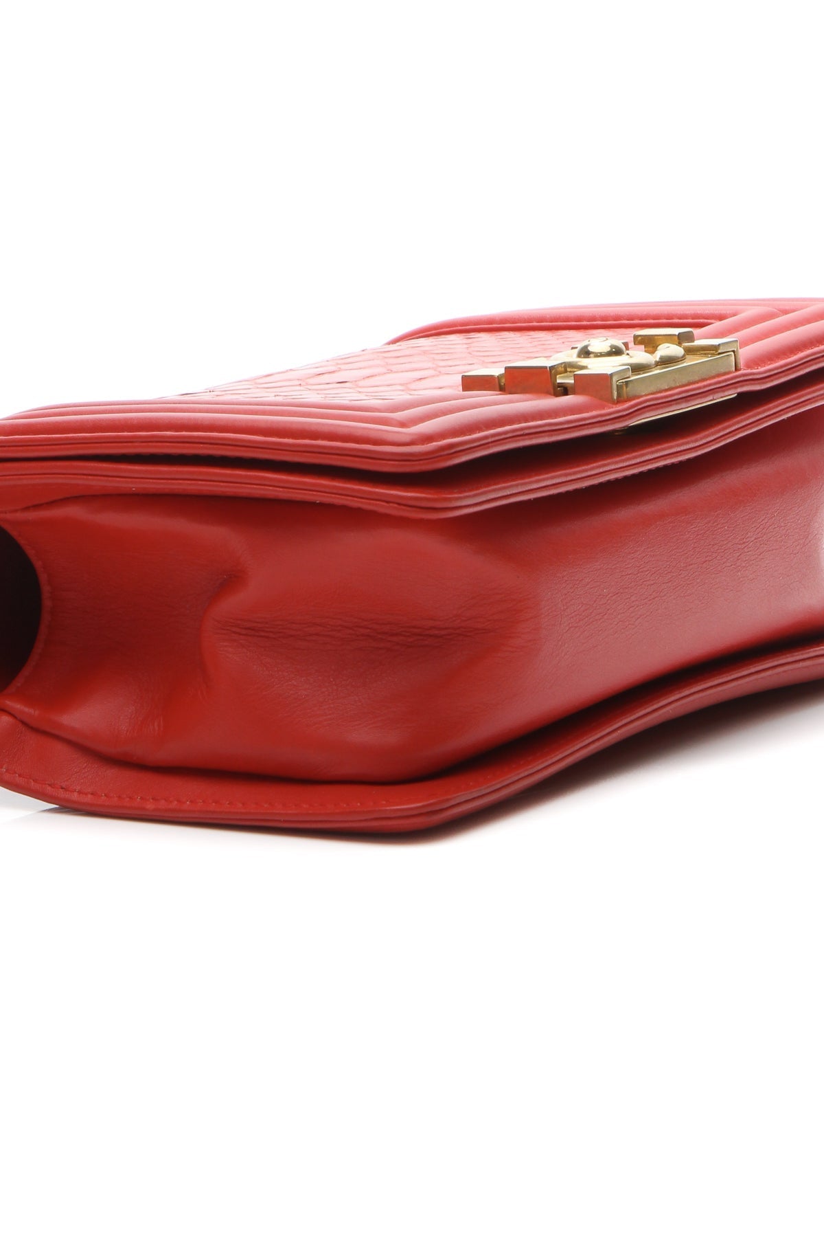 Shiny Python Small Boy Bag - Red - image 5