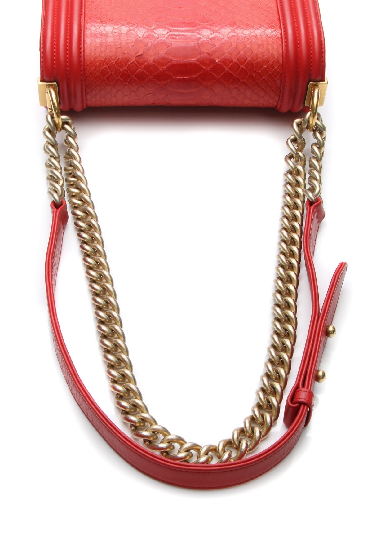 Shiny Python Small Boy Bag - Red - image 6