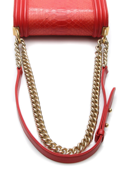 Shiny Python Small Boy Bag - Red - image 6