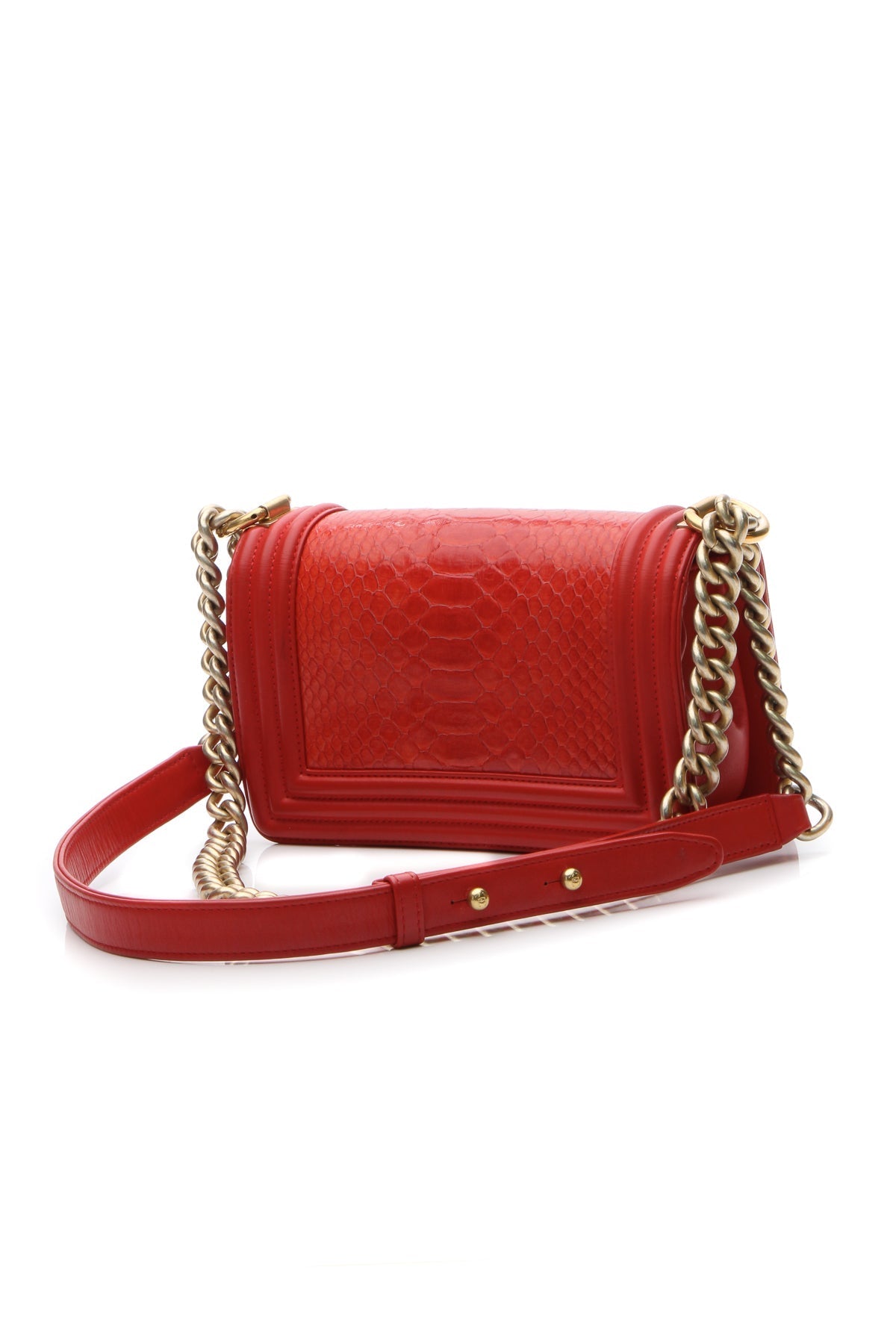 Shiny Python Small Boy Bag - Red - image 3