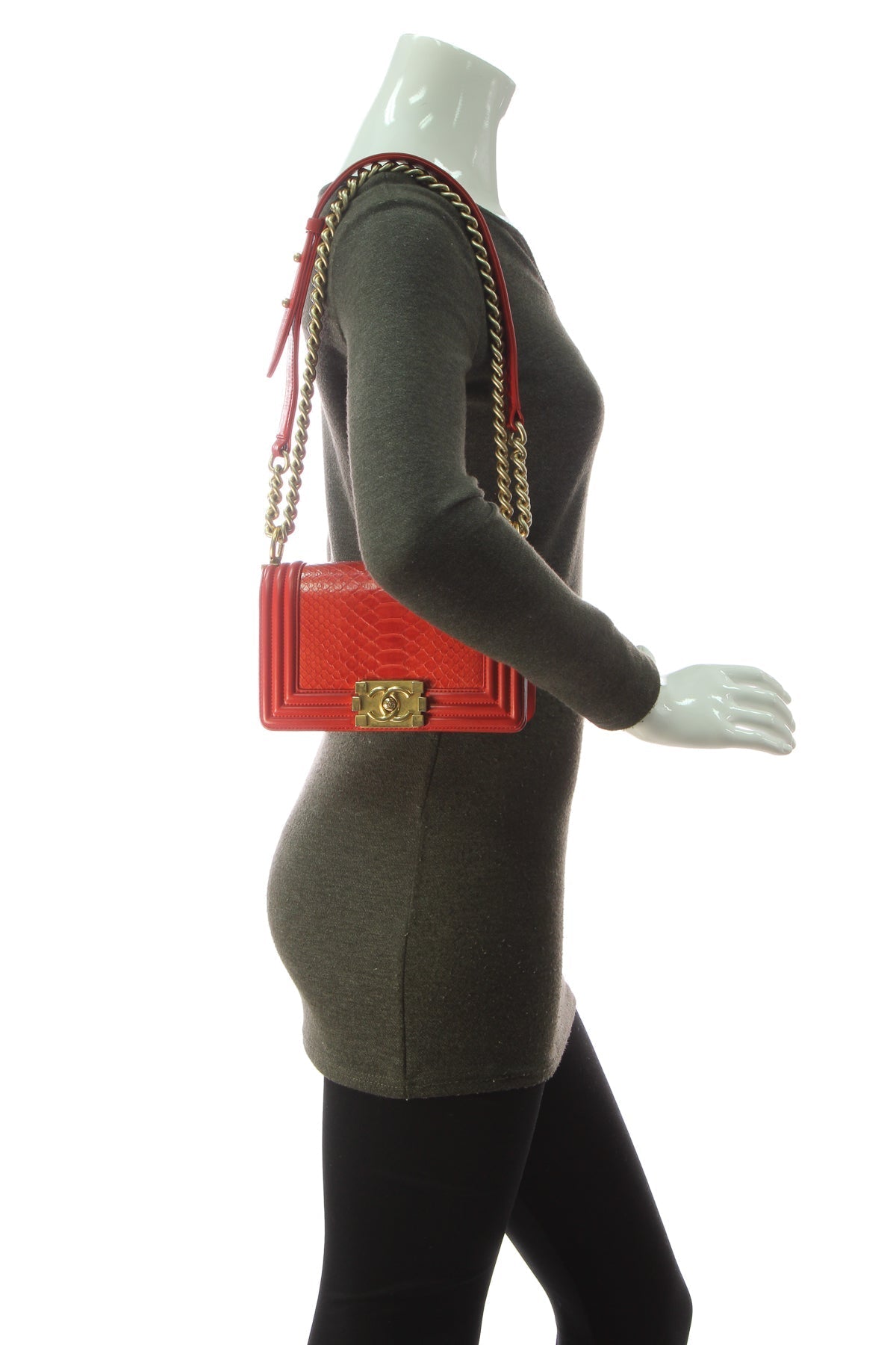 Shiny Python Small Boy Bag - Red - image 2