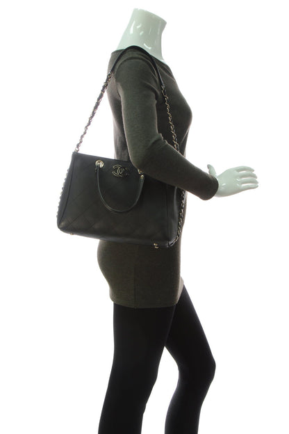 Small Side Chain Shopping Tote Bag - Black - image 2