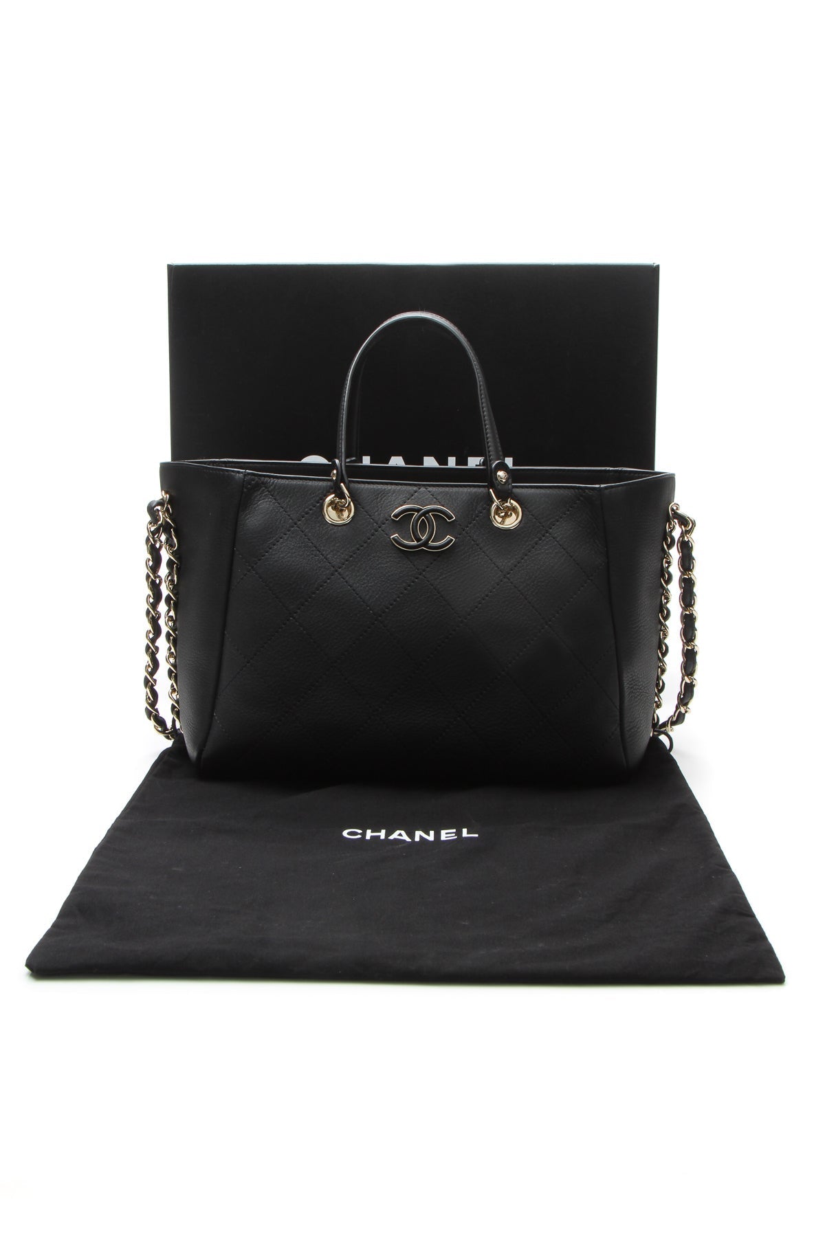 Small Side Chain Shopping Tote Bag - Black - image 10