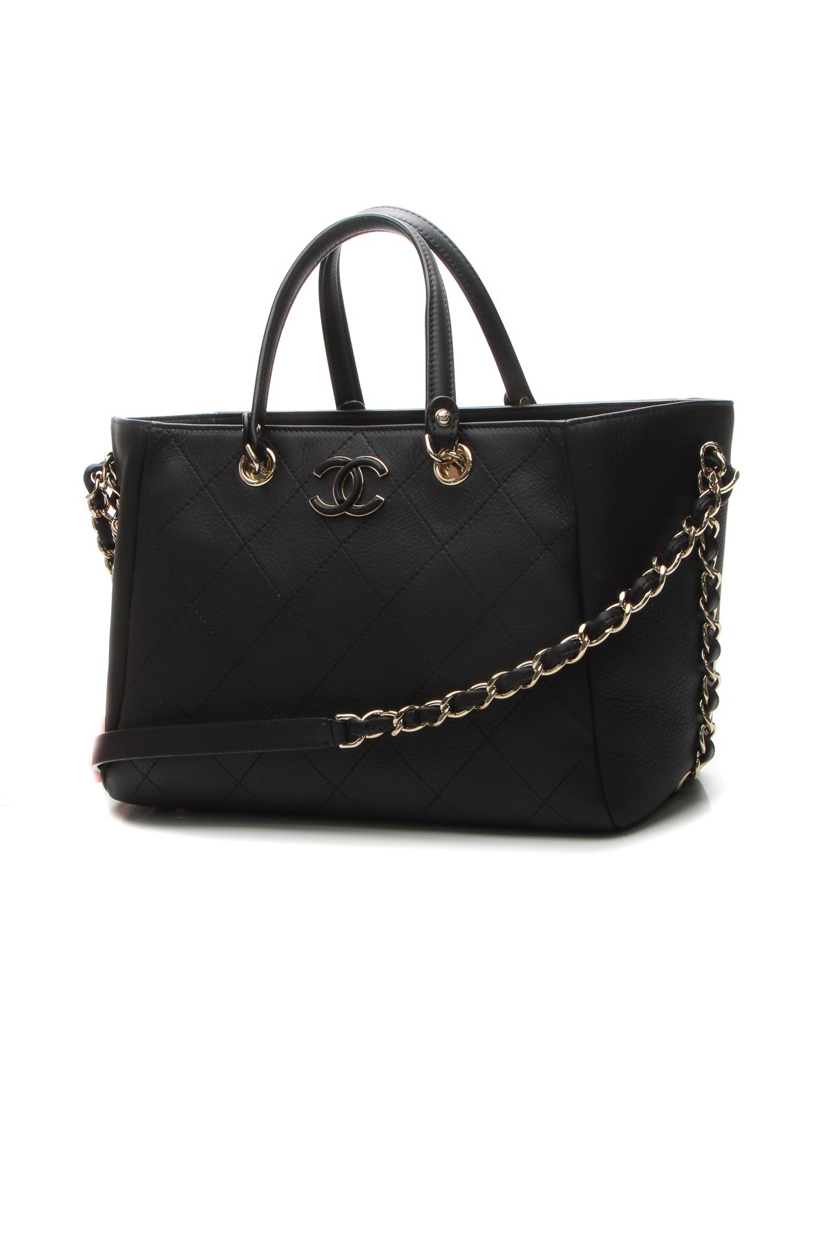 Small Side Chain Shopping Tote Bag - Black - image 1