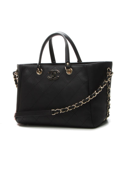 Small Side Chain Shopping Tote Bag - Black - image 1