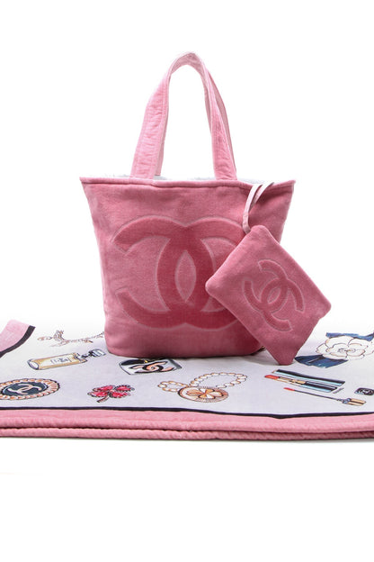 Reversible Beach Towel Tote Bag Set - Pink - image 12
