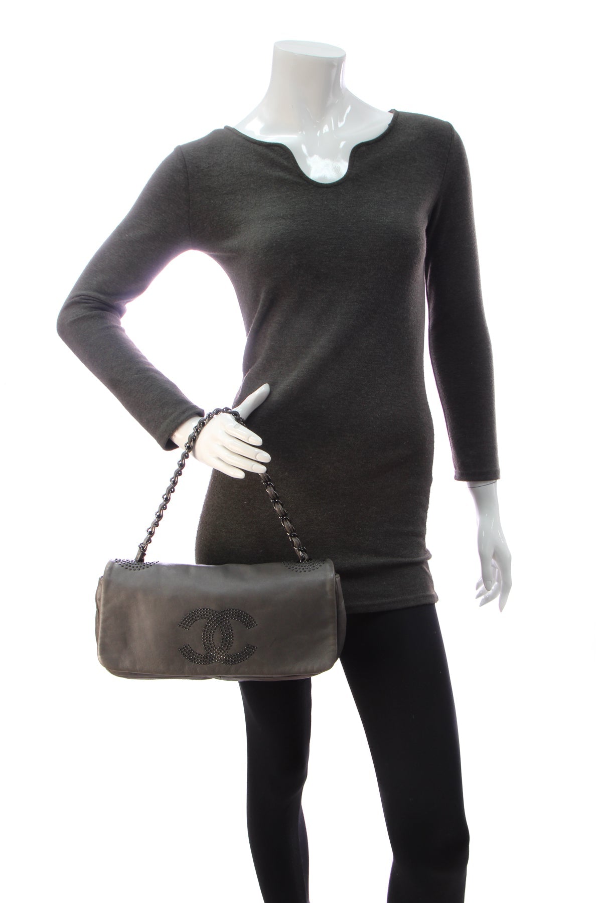 Studded CC Flap Bag - Gray - image 2
