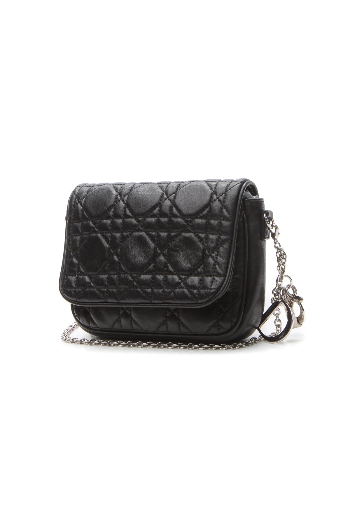 Cannage Mini Flap Chain Bag - Black - image 1