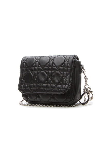 Cannage Mini Flap Chain Bag - Black - image 1