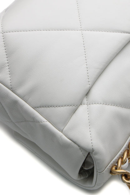 Quilted Large Chanel 19 Flap Bag - White - image 8