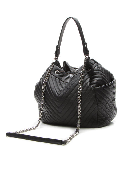 Chevron Small Drawstring Bucket Bag - Black - image 3
