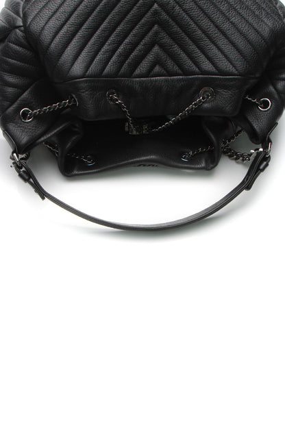 Chevron Small Drawstring Bucket Bag - Black - image 6