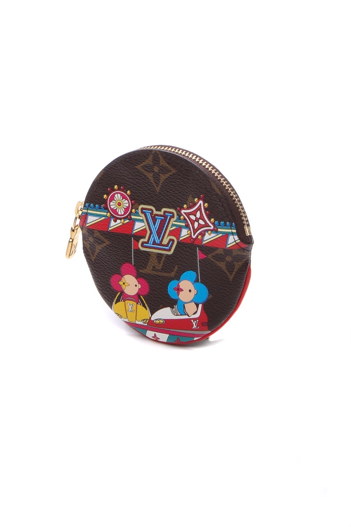 Christmas Animation Round Coin Purse - Monogram/Coquelicot - image 1