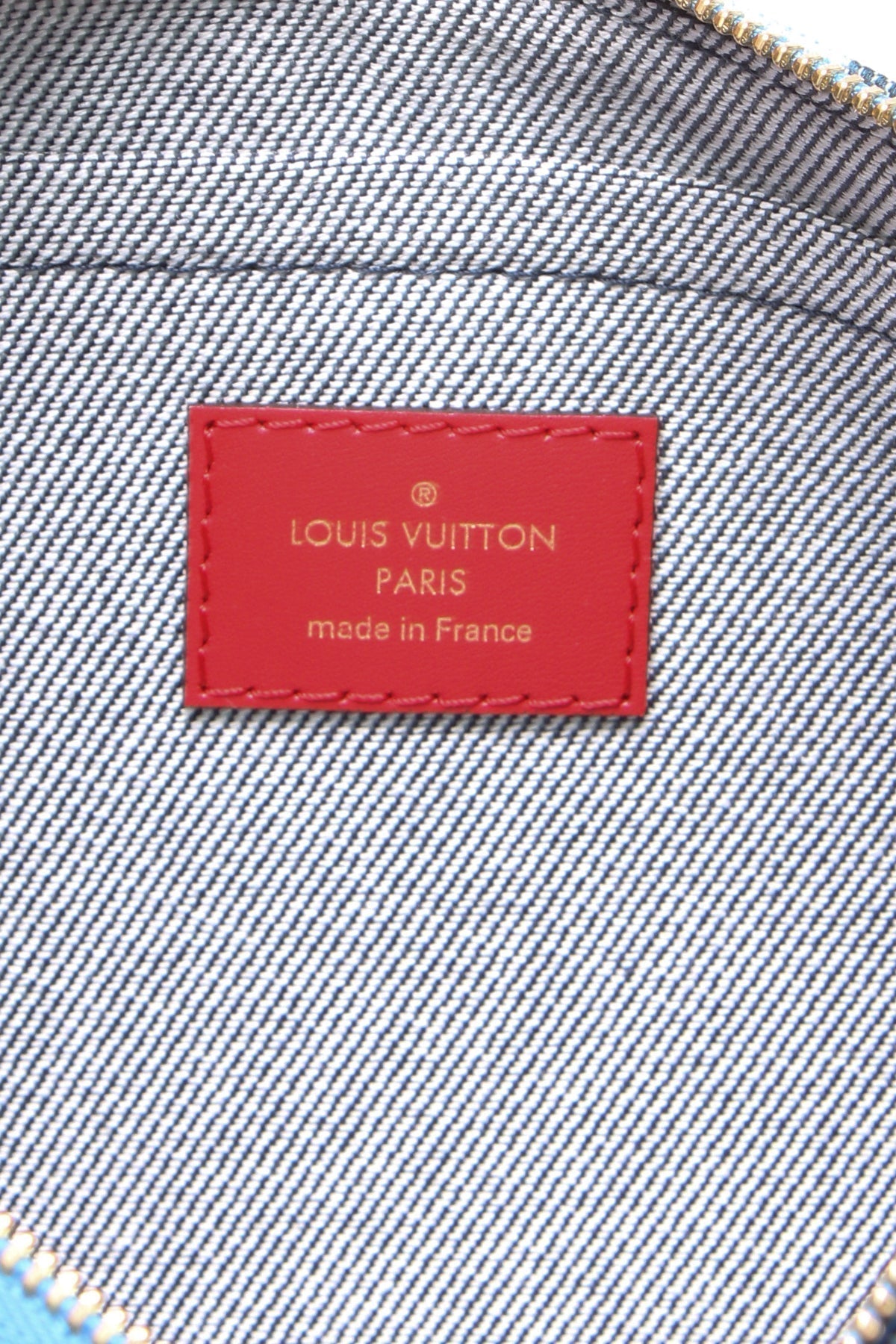 Louis Vuitton Patchwork Neverfull Pouch Wristlet - Blue Denim Damier - photo 7
