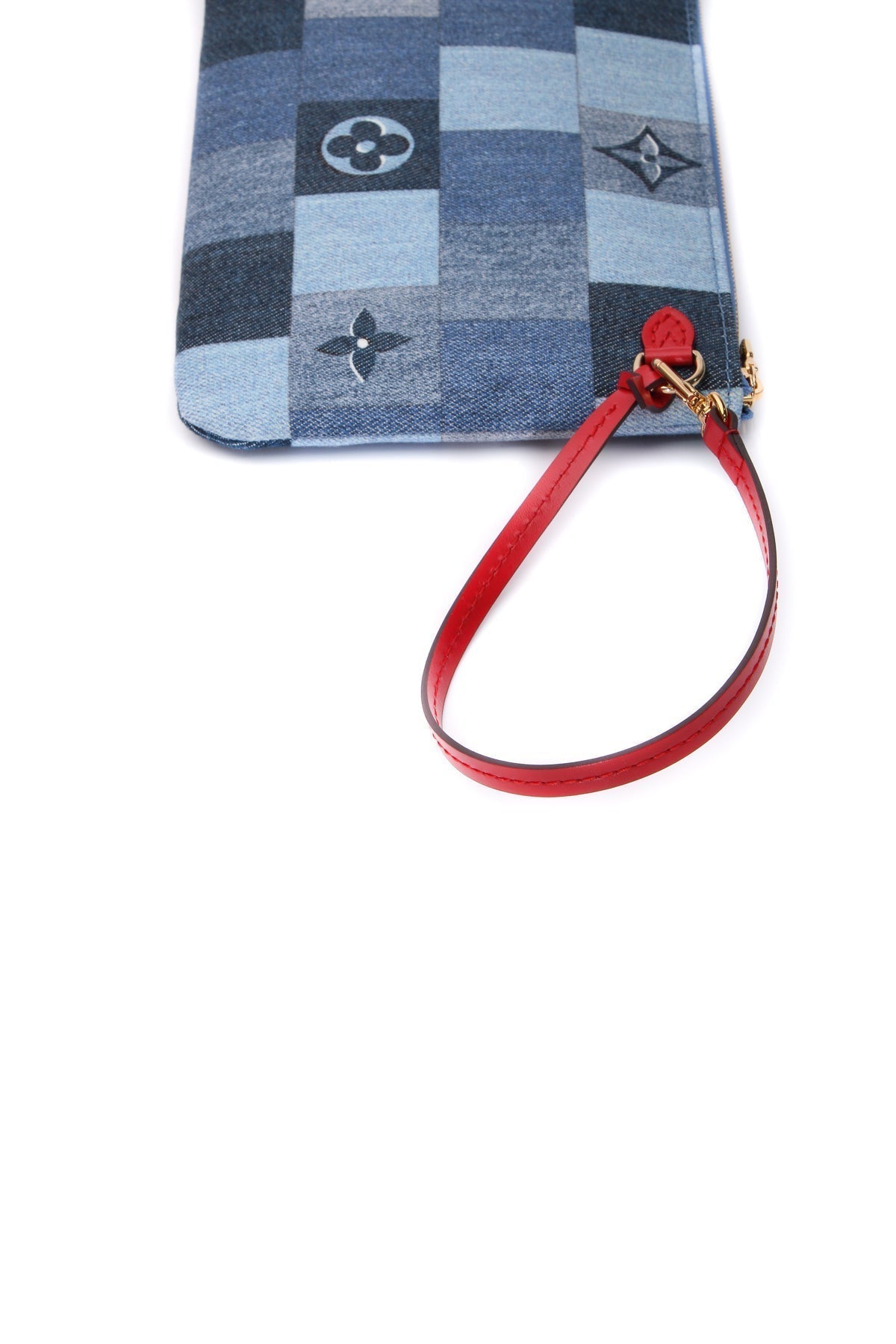Louis Vuitton Patchwork Neverfull Pouch Wristlet - Blue Denim Damier - photo 5