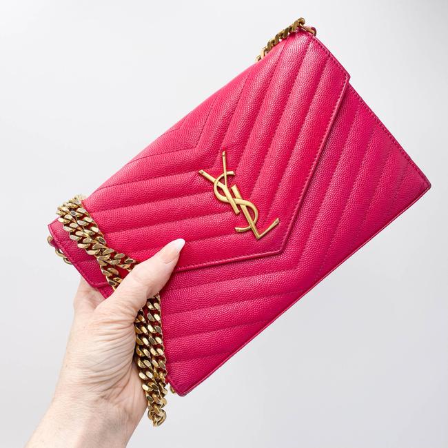 Saint Laurent Medium Wallet On A Chain Ghw Monogram Pink Leather Shoulder Bag - photo 3