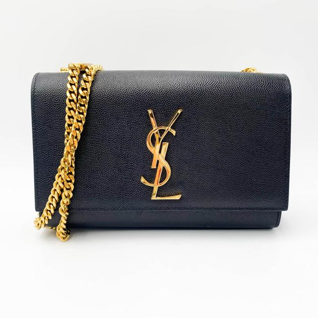 Saint Laurent Monogram Kate Ghw Grain De Poudre Small Satchel Black Leather Shoulder Bag - photo 3
