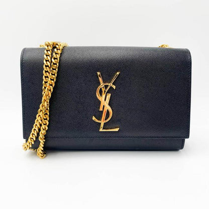 Saint Laurent Monogram Kate Ghw Grain De Poudre Small Satchel Black Leather Shoulder Bag - photo 3