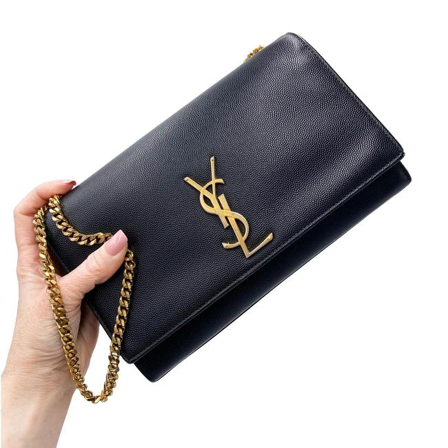 Saint Laurent Monogram Kate Grain De Poudre Medium Classic Satchel Black Leather Shoulder Bag - image 3