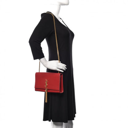 Saint Laurent Monogram Kate Smooth Medium Classic Tassel Red Calfskin Leather Satchel - photo 2