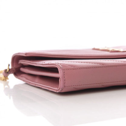 Saint Laurent Grain De Poudre Matelasse Chevron Monogram Woc Blush Fonce Pink Leather Shoulder Bag - image 8