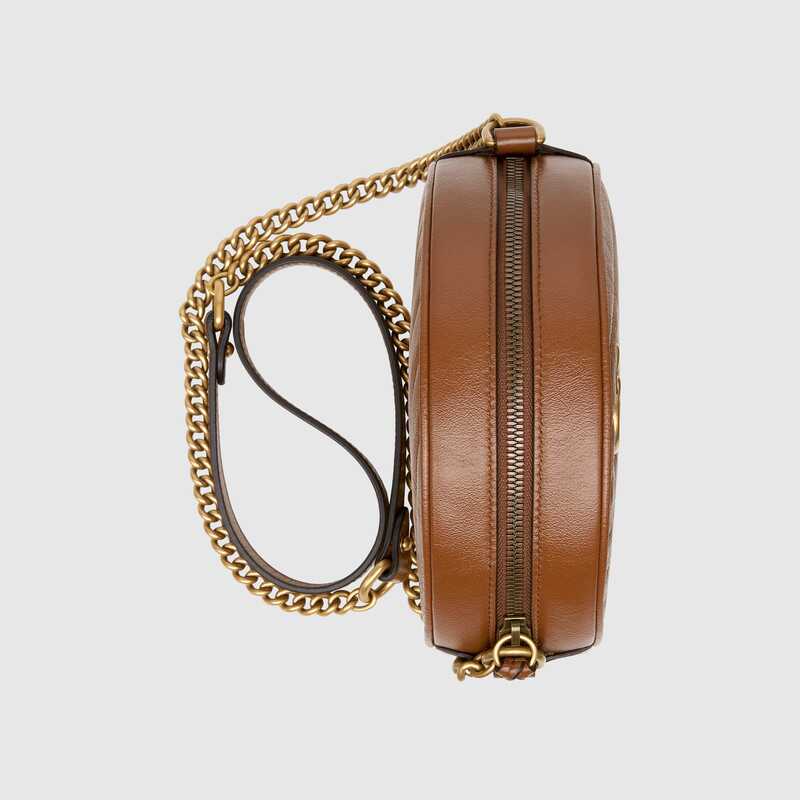 GG Marmont mini round shoulder bag brown leather - image 5