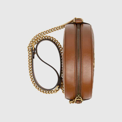 GG Marmont mini round shoulder bag brown leather - image 5