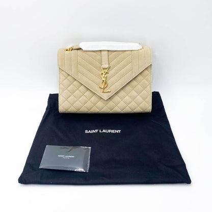 Saint Laurent Monogram Envelope Medium Beige Suede Leather Shoulder Bag - photo 4