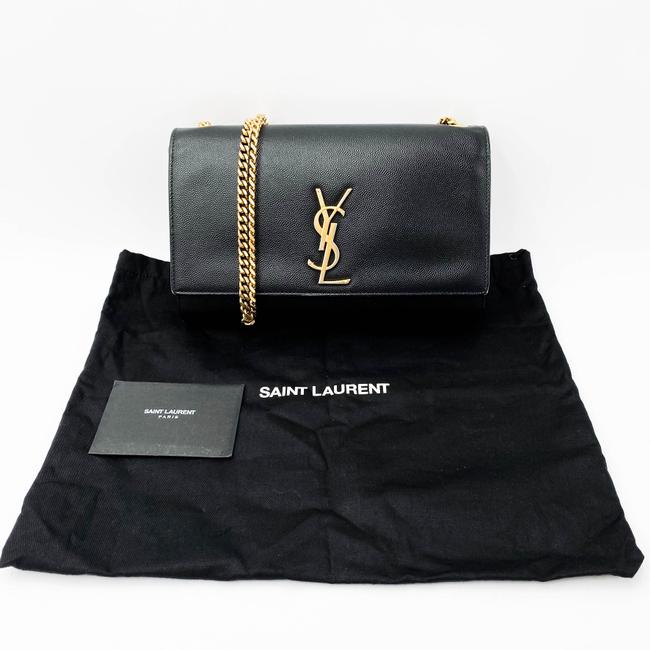 Saint Laurent Monogram Kate Grain De Poudre Medium Classic Satchel Black Leather Shoulder Bag - image 4