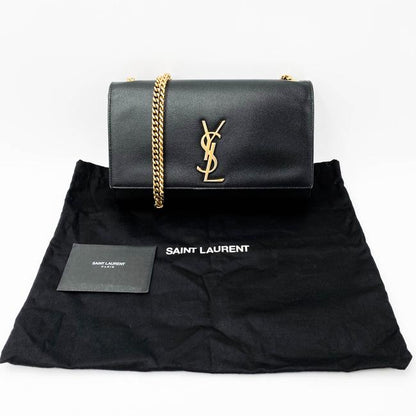 Saint Laurent Monogram Kate Grain De Poudre Medium Classic Satchel Black Leather Shoulder Bag - image 4