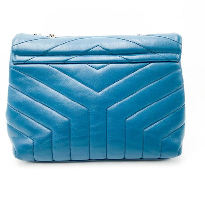 Saint Laurent Monogram Loulou Calfskin Y Quilted Monogram Small Chain Satchel Blue Leather Shoulder Bag - image 4