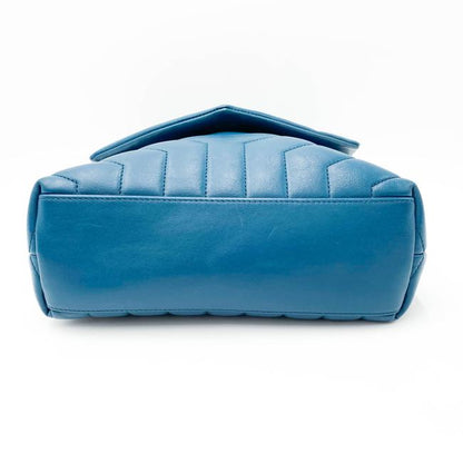 Saint Laurent Monogram Loulou Calfskin Y Quilted Monogram Small Chain Satchel Blue Leather Shoulder Bag - image 5