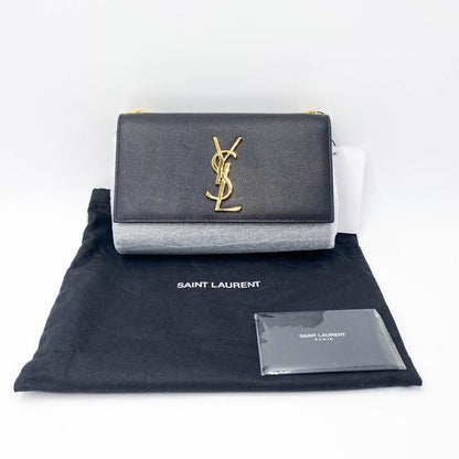 Saint Laurent Monogram Kate Ghw Grain De Poudre Small Satchel Black Leather Shoulder Bag - photo 5