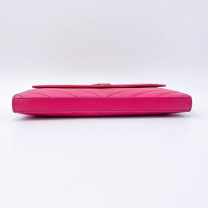 Saint Laurent Medium Wallet On A Chain Ghw Monogram Pink Leather Shoulder Bag - photo 5