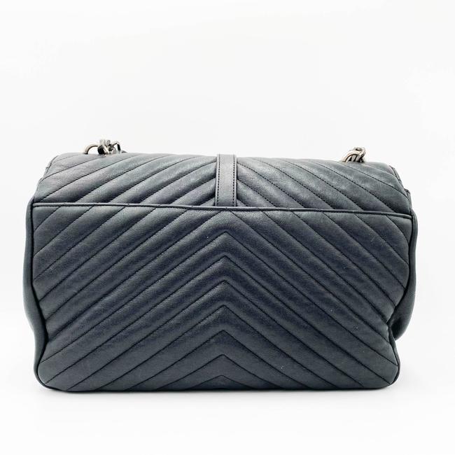 SAINT LAURENT Sheepskin Matelasse Chevron Monogram Large College Satchel Black Leather Shoulder Bag - image 5