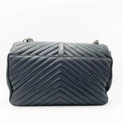 SAINT LAURENT Sheepskin Matelasse Chevron Monogram Large College Satchel Black Leather Shoulder Bag - image 5