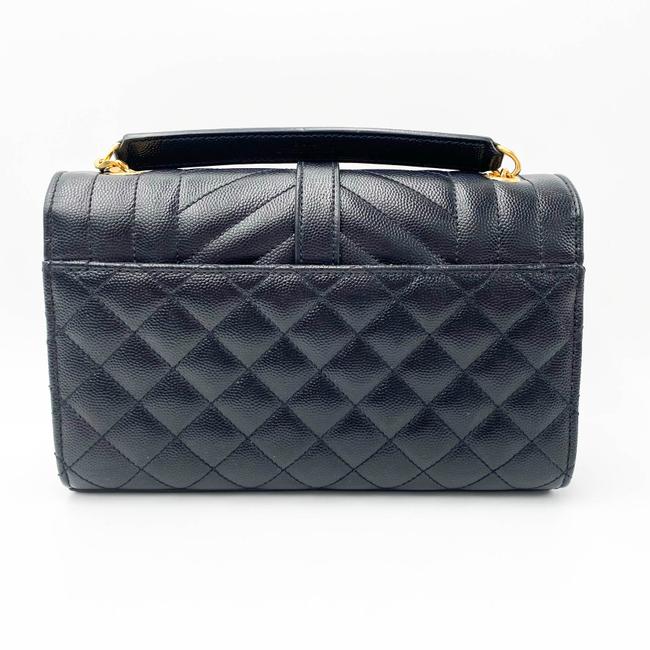 Saint Laurent Monogram Envelope Grain De Poudre Textured Mixed Matelasse Triquilt Small Black Leather Shoulder Bag - image 6