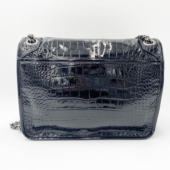 Saint Laurent Niki Medium Crocodile-embossed Black Patent Leather Shoulder Bag - photo 6