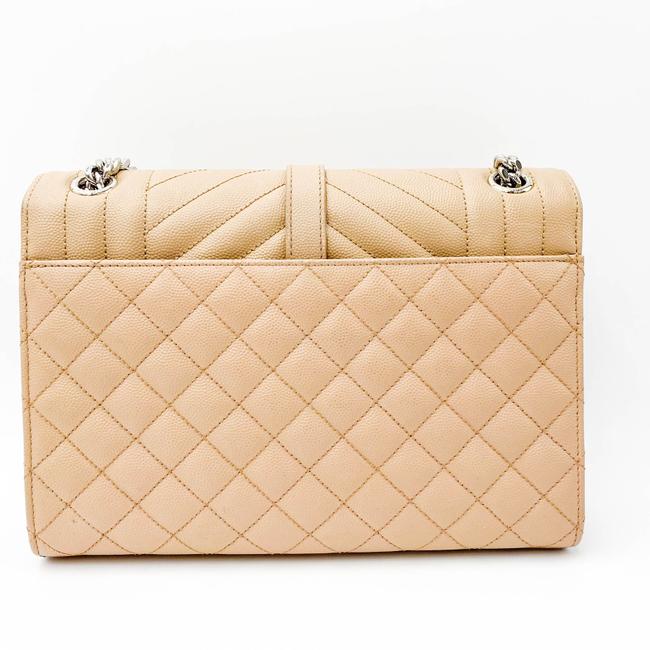 Saint Laurent Monogram Envelope Grain De Poudre Textured Mixed Matelasse Medium Triquilt Beige Leather Shoulder Bag - image 6