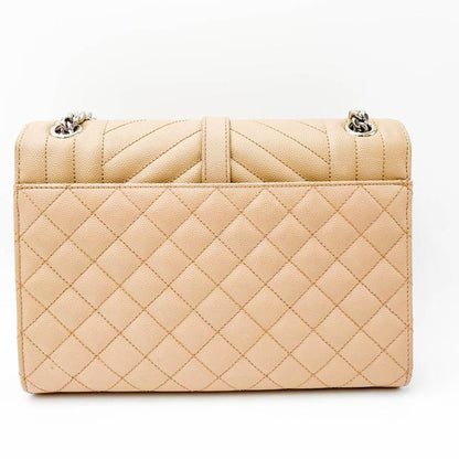 Saint Laurent Monogram Envelope Grain De Poudre Textured Mixed Matelasse Medium Triquilt Beige Leather Shoulder Bag - image 6