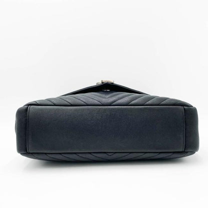 SAINT LAURENT Sheepskin Matelasse Chevron Monogram Large College Satchel Black Leather Shoulder Bag - image 6