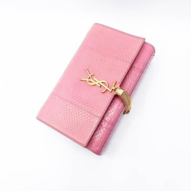 Saint Laurent Monogram Kate Medium Monogram Snakeskin Pink Leather Shoulder Bag - photo 7