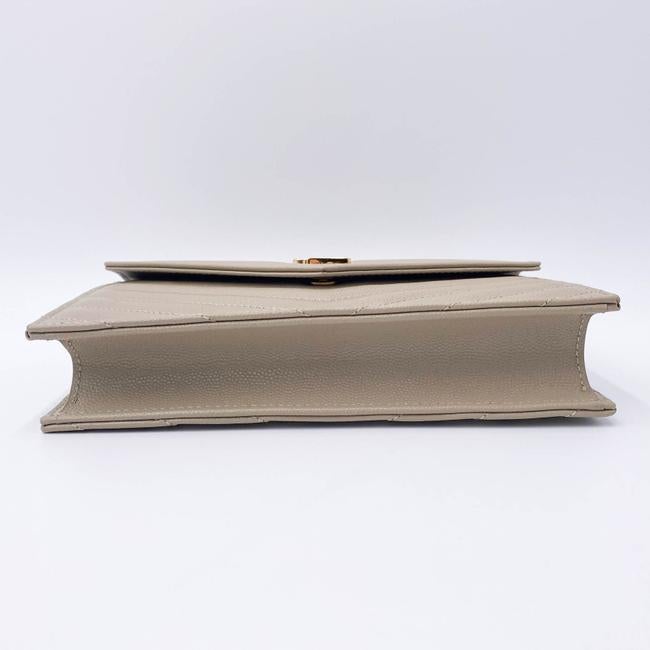 Saint Laurent Monogram Envelope Chain Wallet Grain De Poudre Matelasse Chevron Nude Beige Leather Shoulder Bag - image 7