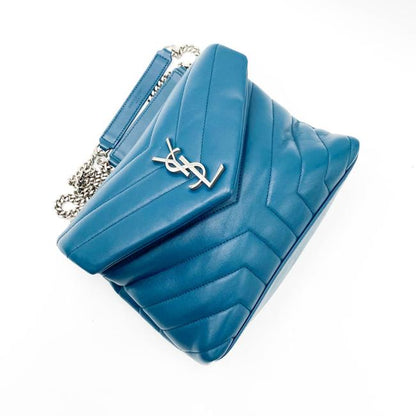 Saint Laurent Monogram Loulou Calfskin Y Quilted Monogram Small Chain Satchel Blue Leather Shoulder Bag - image 6
